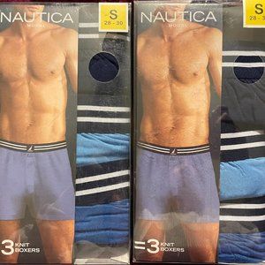 (2) NWT Men's Nautica Modal Knit Boxers, 3-pk, Dark, Med & Light Blue  -, S
